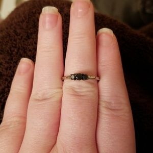 3 stone black diamond ring